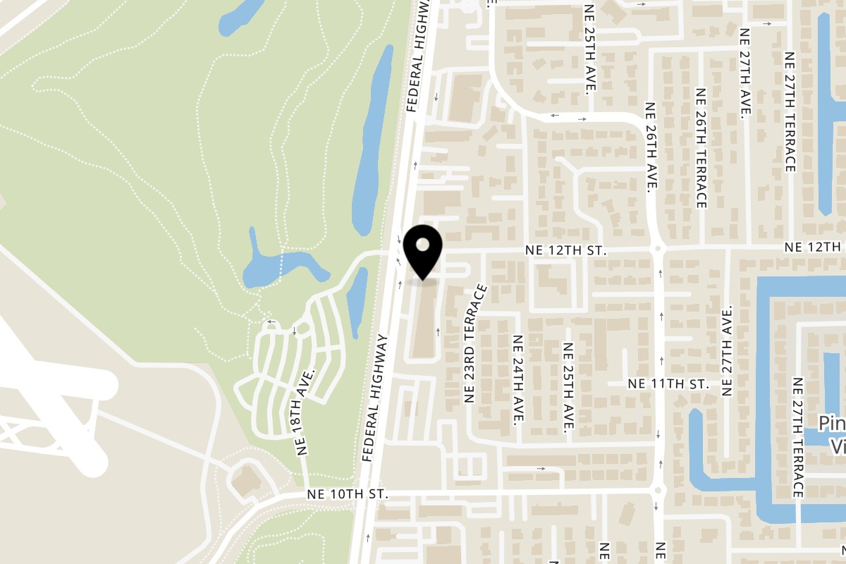 Map showing the location of The Little Coffee Shoppe Pompano Beach on 1172 N Federal Hwy in Pompano Beach